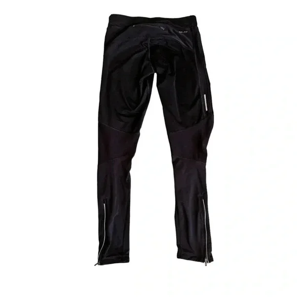 Nike Black Running Leggings Dri-Fit Small Sports zipper Bottom Pocket Women’s - Picture 3 of 13